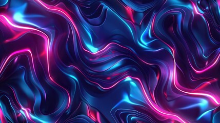 Obraz premium A vibrant, abstract wave pattern with neon colors and fluid motion.