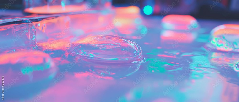 Poster fluorescent ink texture featuring glowing colors and smooth surfaces in artistic arrangement