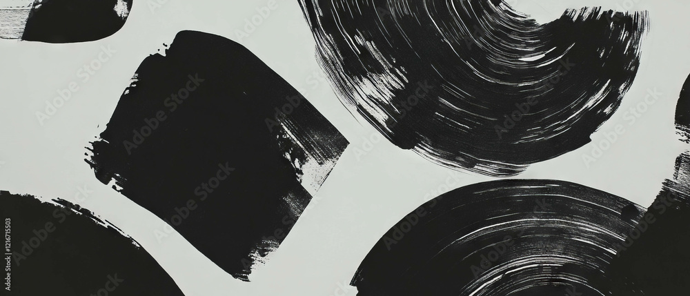 Aufkleber geometric black ink patterns on a smooth white background showcasing artistic design