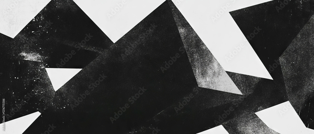 Aufkleber Unique geometric black ink patterns with textured white background creating visual interest