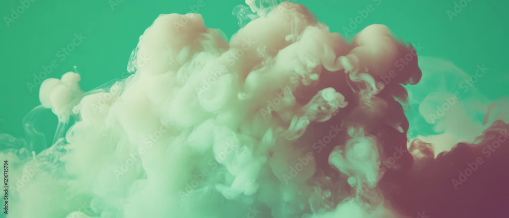 Aufkleber vivid green ink texture swirls creating a captivating visual effect in soft shades