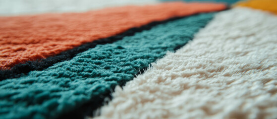 Fototapeta premium Hand-tufted rug showcasing unique design and plush texture in modern living space