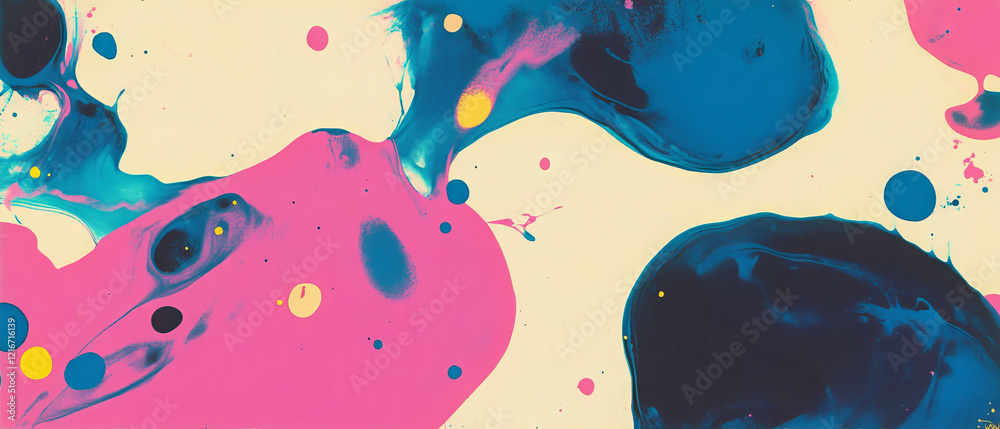 Poster Exploration of vibrant ink blots showcasing unique shapes and textures in various sizes