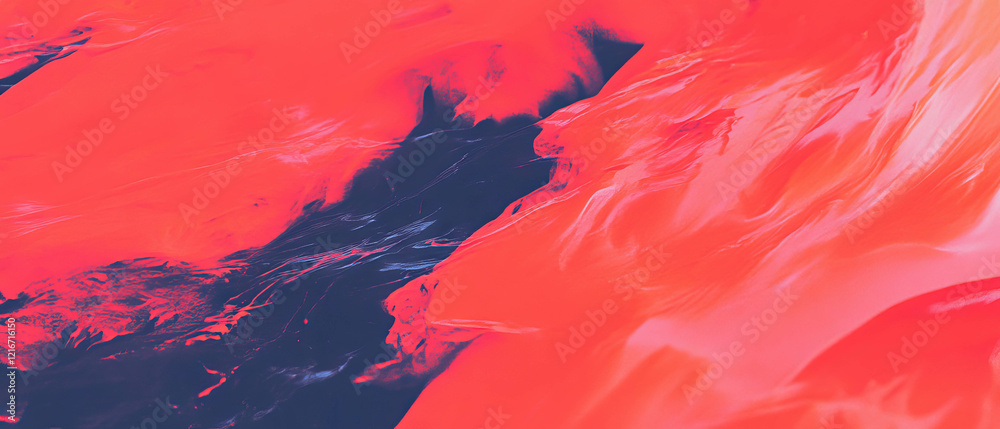 Aufkleber Bright red shapes with ink diffusion and soft transitions creating a vibrant abstract texture