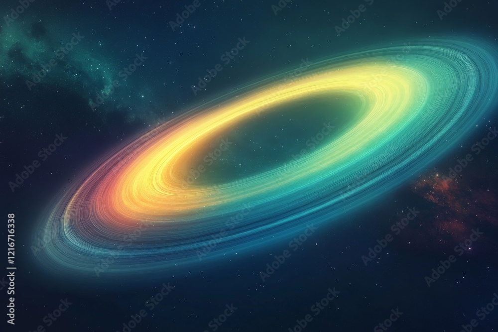 Poster colorful swirling galaxy design showcasing a vibrant ring structure in the vastness of space