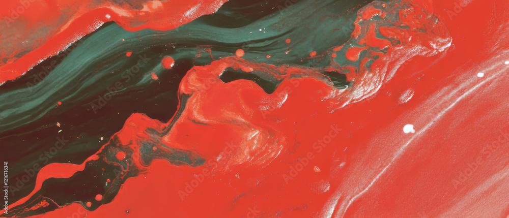 Poster Exploring vibrant ink gradients with striking red shapes and smooth color transitions