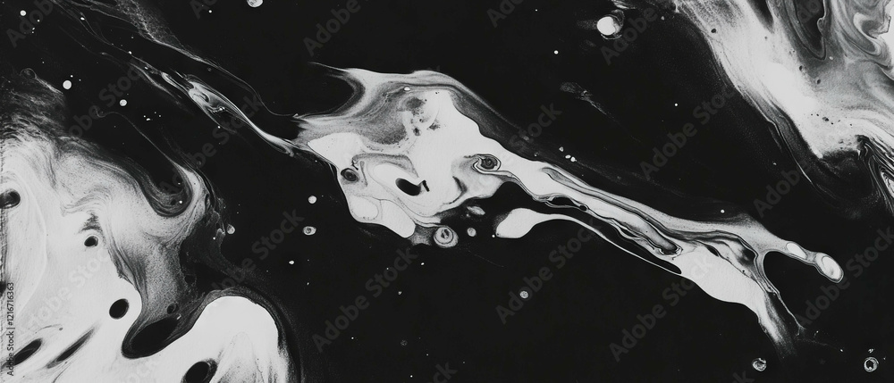 Poster Exploration of varied textures using ink on canvas in a monochromatic composition