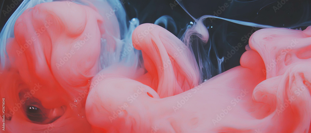 Poster fluid ink swirling on smooth paper creates a captivating blend of colors and textures