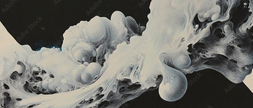 Poster exploration of ink textures on diverse paper surfaces showcasing unique artistic effects