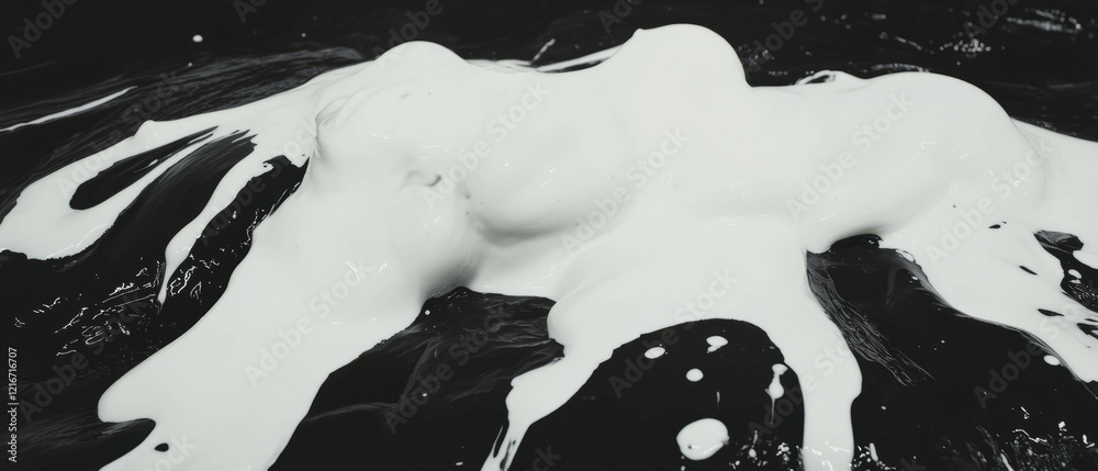 Aufkleber Ink spills create unique textures and shapes on a dark surface