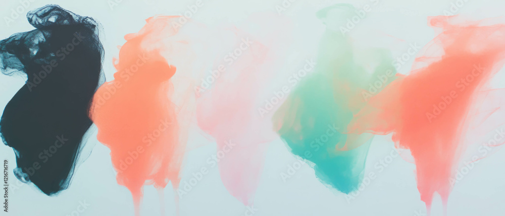 Poster Exploration of ink textures showcasing vibrant stains and color variations on a canvas