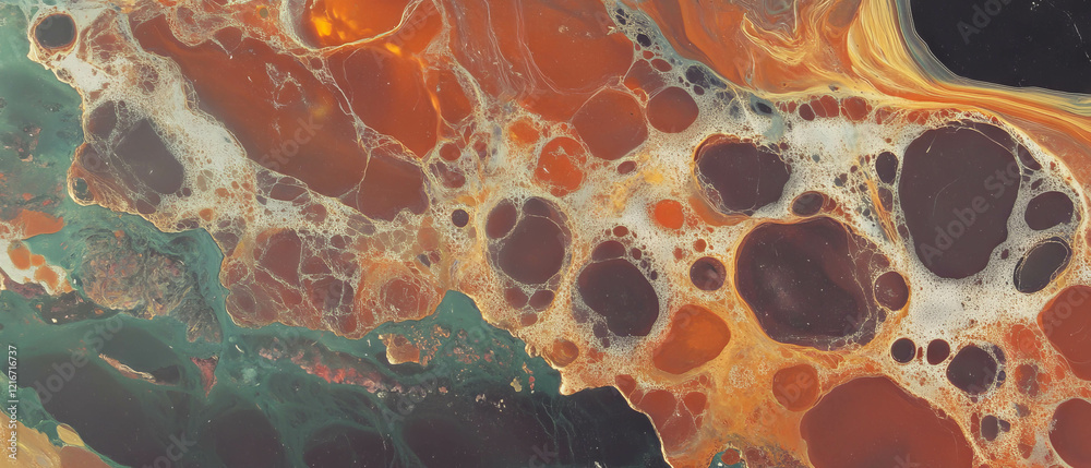 Poster Vibrant ink stains create a colorful backdrop with intricate textures and permanent marks