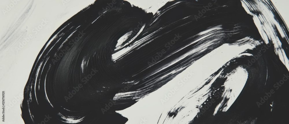 Poster Dynamic ink brush strokes create textured patterns on a canvas