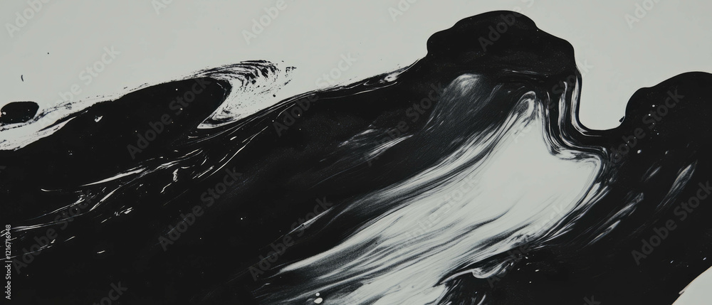 Poster Dynamic brush strokes create intricate textures with varied ink lines