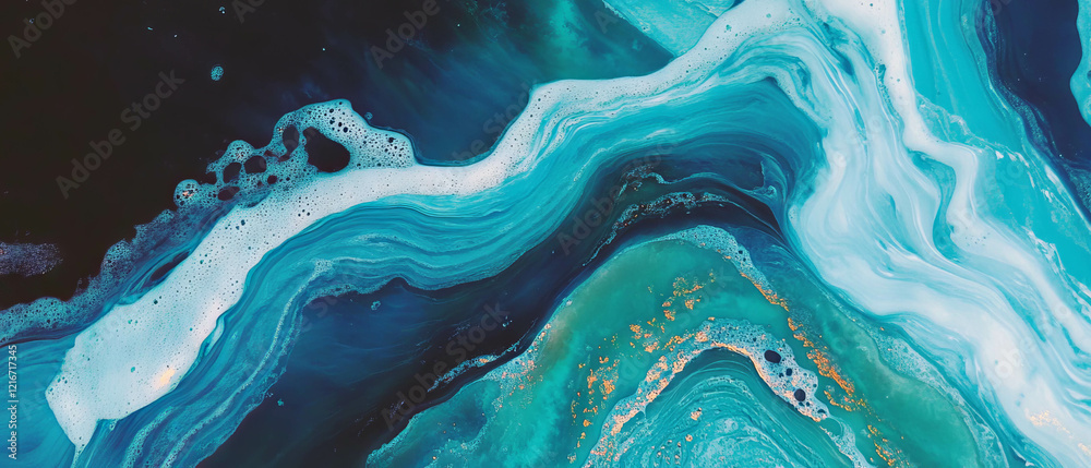 Poster Exploring the vibrant texture of ink and alcohol with swirling colors and unique patterns