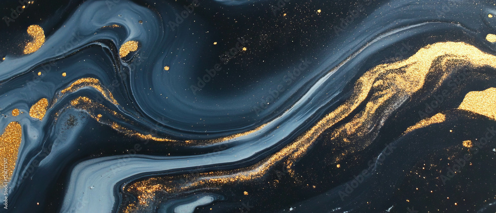 Aufkleber Captivating ink texture with sparkling glitter and vibrant colors in swirling patterns