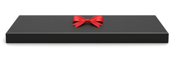 Obraz premium black premium gift box with red bow.