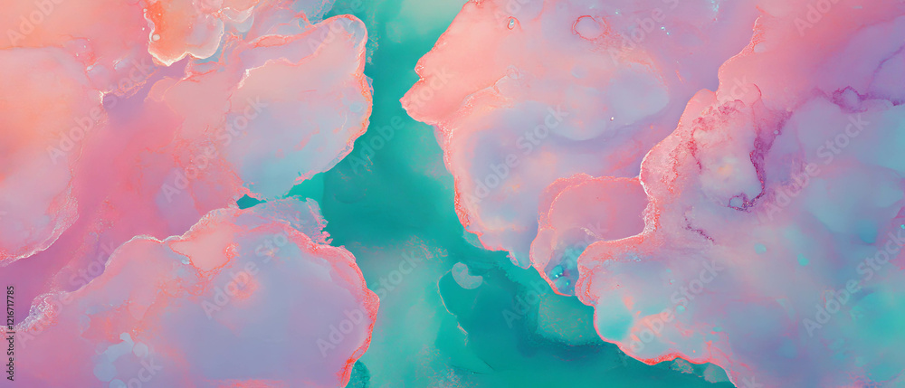 Poster Softly blended ink textures with diluted colors creating an ethereal background