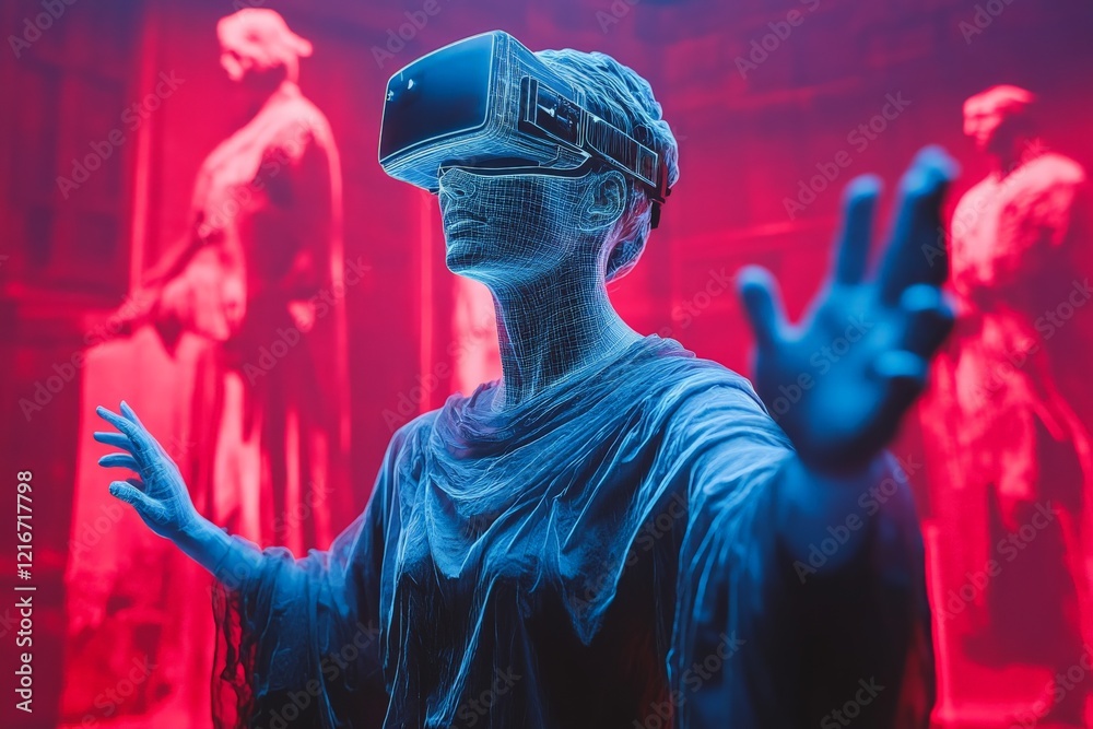 Aufkleber virtual reality experience highlights innovative technology in an artistic setting with vibrant colo