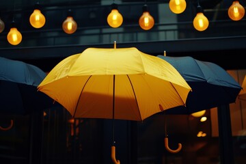 Yellow umbrella among dark ones, Generative AI