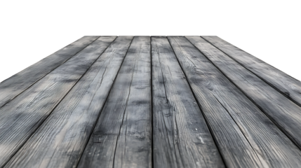 Old grey wooden floor, Isolated on a transparent background. 