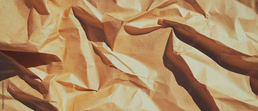 Poster natural kraft paper texture with a matte finish showcasing intricate folds and creases