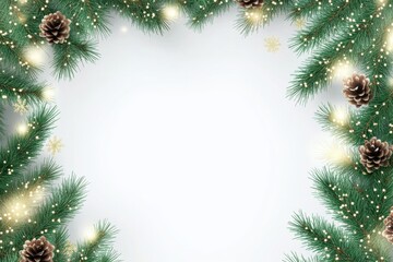 Elegant christmas tree decorations on bright background: festive evergreen accents, joyful atmosphere, holiday wreath, authentic spruce branches with shimmering gold touches