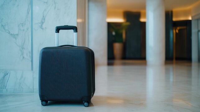 Luggage delivery service during guest check in at a high end five star hotel lobby featuring elegant decor and modern architecture showcasing world class hospitality and premium guest experience
