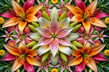 Fototapeta premium Majestic floral arrangement with vibrant lilies and colorful blooms