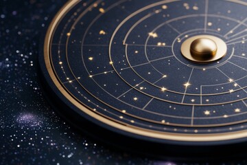 Celestial Zodiac Wheel Luxe Gold-Accented Star Chart on Cosmic Canvas - Astrological Decor for Premium Lifestyle and Spiritual Marketing