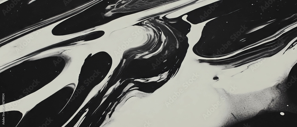 Aufkleber Layered ink patterns showcasing intricate textures and dynamic shapes in monochrome