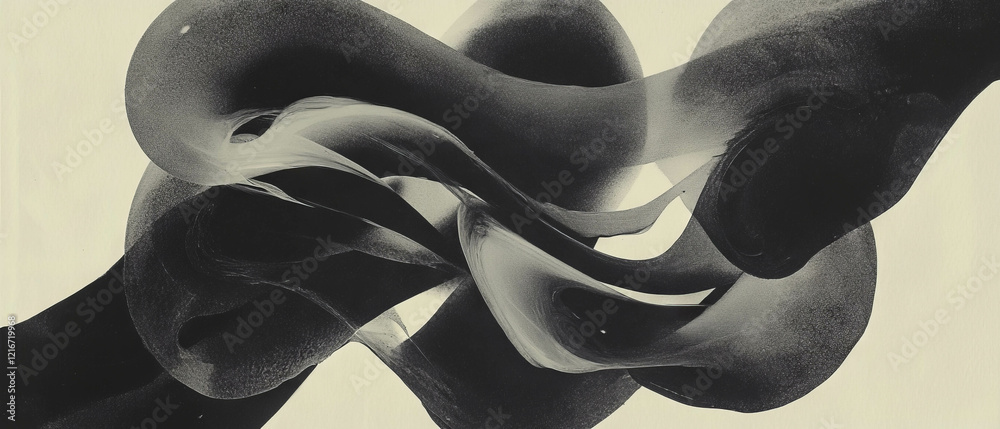 Aufkleber Layered ink patterns create dynamic shapes with varied opacities in an abstract design