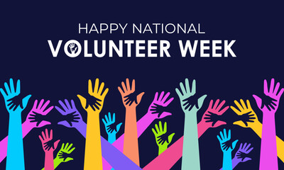Vector illustration on the theme of national volunteer Week. A chance to recognize those who dedicate time and effort to make a difference. Design for banner, cards, prints, social media, poster.