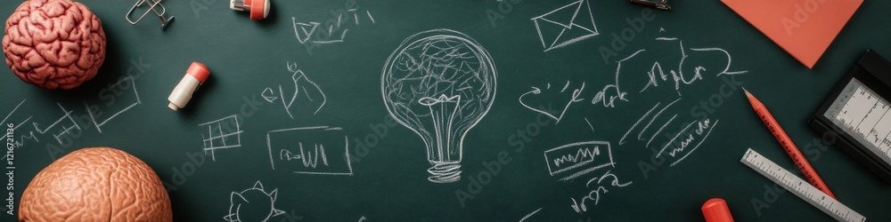 Leinwandbilder Contemporary Chalkboard Design Education Concepts and Brain Models for Interactive Learning Spaces, Chalk Art for Innovative Classroom and Seminar Presentations