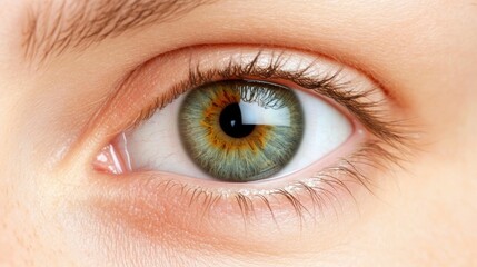 Obraz premium Retinal Scanner and Anti Reflective Coatings Promoting Eye Health Awareness in Close Up Detail Macro Shot of Colorful Human Eye with Iris and Pupil