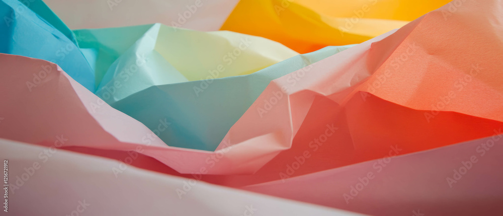 Poster exploring the intricate textures and colors of origami paper