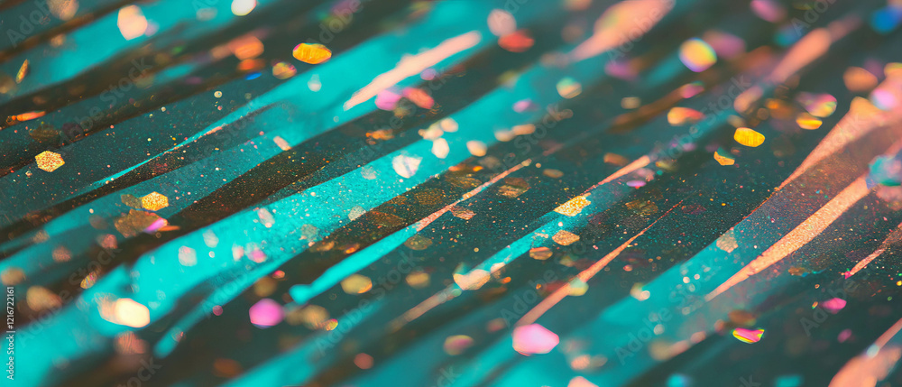 Poster colorful texture of paper with metallic flakes and shimmering effect on a vibrant surface