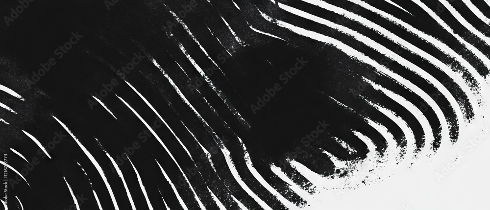 Aufkleber Intricate patterns of black ink on white background creating flowing textures and lines