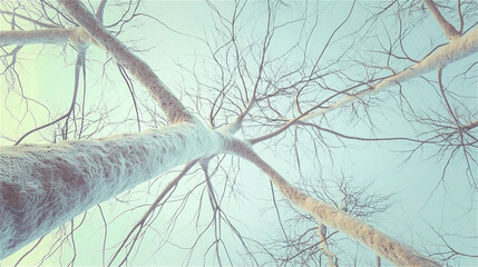 Surreal virtual a brown and white human nervous system and network flow on a blue background. Medical science and technology concept. Generative AI.