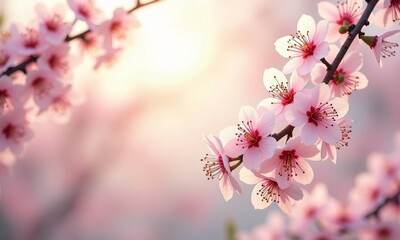 Naklejka premium pink cherry blossoms background