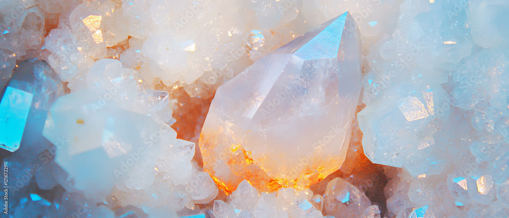 Poster sparkling quartz druzy texture with vibrant small crystals in a stunning natural display