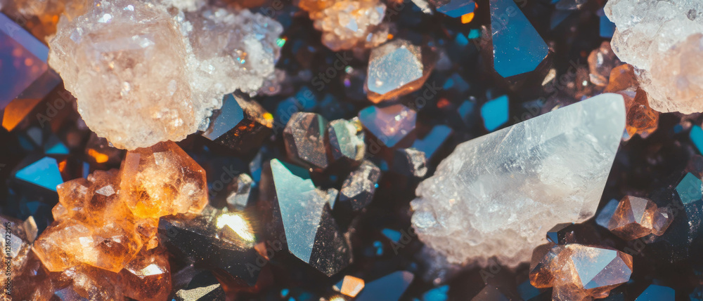 Aufkleber sparkling texture of quartz druzy with small crystals in natural formations