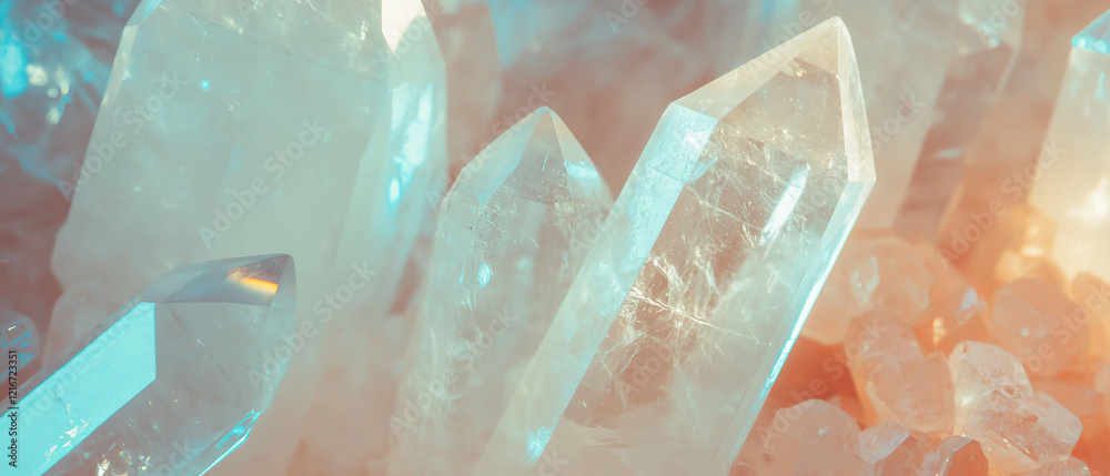 Poster quartz crystal texture highlighting electronic properties and precise formations for technology