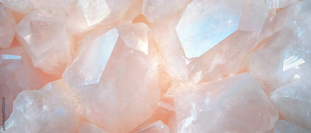 Poster exploring the unique texture and optical properties of quartz crystals in natural formations
