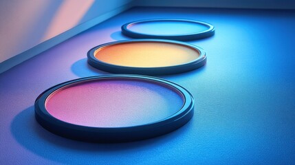 Colorful Circular Filters on Vibrant Surface with Soft Lighting