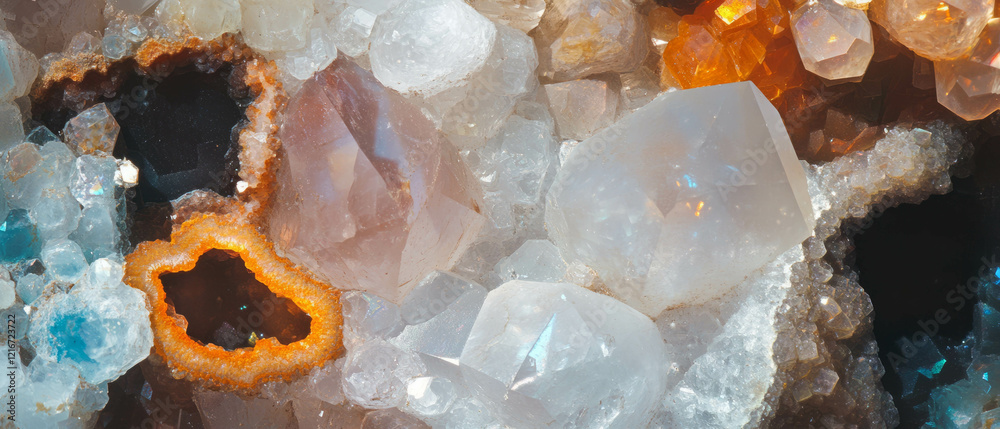Aufkleber Unique quartz texture with inclusions and varied mineral patterns found in nature