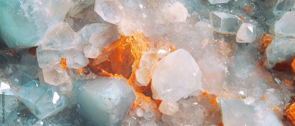 Poster Exploring the intricate texture of quartz featuring mineral inclusions and vibrant patterns