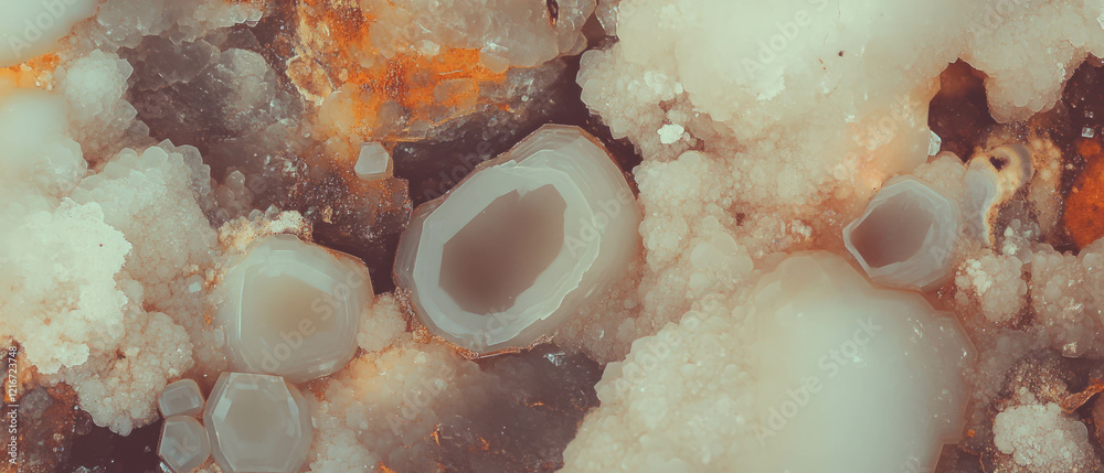 Poster Unique quartz texture featuring inclusions and varied minerals with striking patterns