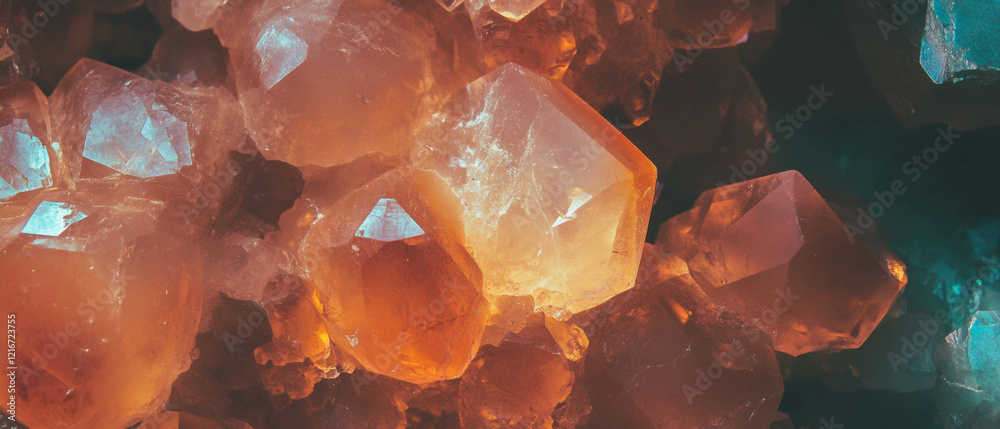 Poster quartz with phantom inclusions showcasing vibrant colors and ghost-like images