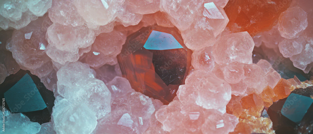 Poster Exploring quartz texture with phantom inclusions and ghost-like images in vibrant colors